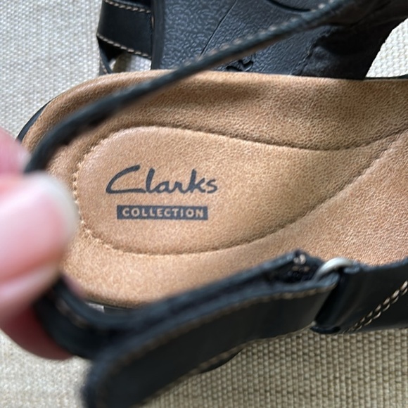 Clarks Collection Leather Comfort Walking Shoes Brown Stitching Detail - Picture 4 of 11